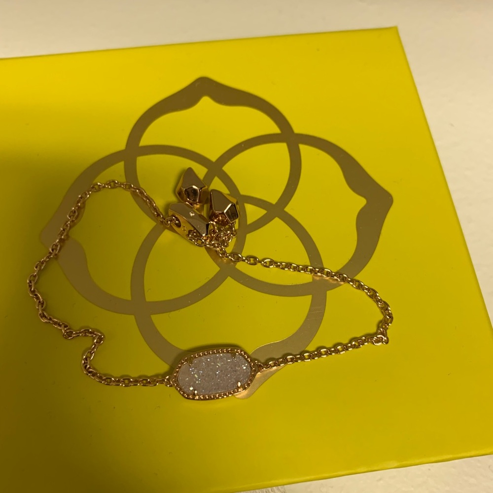 Kendra Scott Gold Bracelet with White Stone